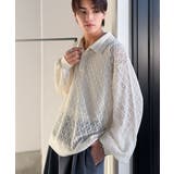 「透け感、モードの余韻。」衿ダブルライン使いレース柄ニットポロシャツ Doubl… | Classical Elf Men | 詳細画像1 