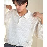 「透け感、モードの余韻。」衿ダブルライン使いレース柄ニットポロシャツ Doubl… | Classical Elf Men | 詳細画像3 