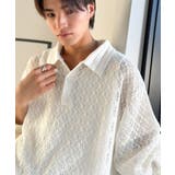 「透け感、モードの余韻。」衿ダブルライン使いレース柄ニットポロシャツ Doubl… | Classical Elf Men | 詳細画像4 