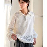 「透け感、モードの余韻。」衿ダブルライン使いレース柄ニットポロシャツ Doubl… | Classical Elf Men | 詳細画像6 