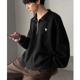 胸刺繍ダンボール素材オーバーサイズショート丈ドルマンスリーブハーフジッププルオー… | Classical Elf Men | 詳細画像14