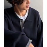 ネイビー | きちんと感に、差し色の遊び心を。ミラノリブ配色ニットシャツ MILANO RIB | Classical Elf Men