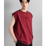 レッド | 紐刺繍スノーウォッシュ加工ノースリーブTシャツ String Embroider… | Classical Elf Men