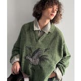 「個性で遊ぶ。」モール糸使いルースター柄襟付きVネックセーター Chenille | Classical Elf Men | 詳細画像9