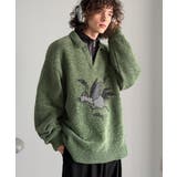 「個性で遊ぶ。」モール糸使いルースター柄襟付きVネックセーター Chenille | Classical Elf Men | 詳細画像17