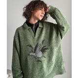 「個性で遊ぶ。」モール糸使いルースター柄襟付きVネックセーター Chenille | Classical Elf Men | 詳細画像18