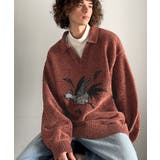 「個性で遊ぶ。」モール糸使いルースター柄襟付きVネックセーター Chenille | Classical Elf Men | 詳細画像2