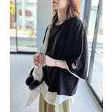 ブラック | 重ね着風クルーネックTシャツ(半袖) | Classical Elf