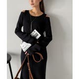 ブラック | ヘルシーに大人の肌魅せ。肩開きニットワンピース | Classical Elf 