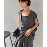 チャコール | 【Classical Evon】シンプルな品をまとう。リネンタッチベスト(Vネッ… | Classical Elf