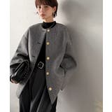 端正な佇まいが導く上品スタイル。ツイードボンディング金釦ノーカラージャケット | Classical Elf  | 詳細画像10 