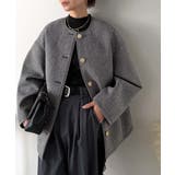 端正な佇まいが導く上品スタイル。ツイードボンディング金釦ノーカラージャケット | Classical Elf  | 詳細画像12 