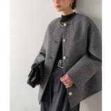 端正な佇まいが導く上品スタイル。ツイードボンディング金釦ノーカラージャケット | Classical Elf  | 詳細画像13 