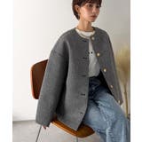 端正な佇まいが導く上品スタイル。ツイードボンディング金釦ノーカラージャケット | Classical Elf  | 詳細画像16 