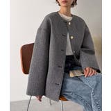 端正な佇まいが導く上品スタイル。ツイードボンディング金釦ノーカラージャケット | Classical Elf  | 詳細画像17 