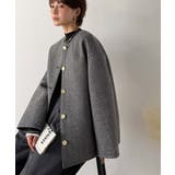 端正な佇まいが導く上品スタイル。ツイードボンディング金釦ノーカラージャケット | Classical Elf  | 詳細画像1 