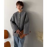 端正な佇まいが導く上品スタイル。ツイードボンディング金釦ノーカラージャケット | Classical Elf  | 詳細画像19 