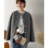 端正な佇まいが導く上品スタイル。ツイードボンディング金釦ノーカラージャケット | Classical Elf  | 詳細画像23 