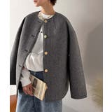 端正な佇まいが導く上品スタイル。ツイードボンディング金釦ノーカラージャケット | Classical Elf  | 詳細画像24 