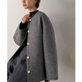 端正な佇まいが導く上品スタイル。ツイードボンディング金釦ノーカラージャケット | Classical Elf  | 詳細画像2 