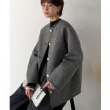 端正な佇まいが導く上品スタイル。ツイードボンディング金釦ノーカラージャケット | Classical Elf  | 詳細画像3 