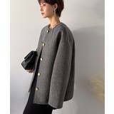 端正な佇まいが導く上品スタイル。ツイードボンディング金釦ノーカラージャケット | Classical Elf  | 詳細画像5 