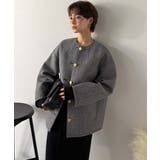 端正な佇まいが導く上品スタイル。ツイードボンディング金釦ノーカラージャケット | Classical Elf  | 詳細画像6 