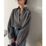 チャコール | 優しい温もり、上品見え。圧縮ニット襟付きキーネックプルオーバー | Classical Elf 