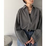 優しい温もり、上品見え。圧縮ニット襟付きキーネックプルオーバー | Classical Elf  | 詳細画像8 