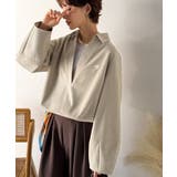 ベージュ | 優しい温もり、上品見え。圧縮ニット襟付きキーネックプルオーバー | Classical Elf 