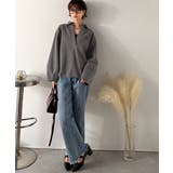 優しい温もり、上品見え。圧縮ニット襟付きキーネックプルオーバー | Classical Elf  | 詳細画像4 