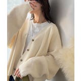 アイボリー | 【Classical Evon】肉厚で暖か。アンティーク調金ボタンワッフル編みV… | Classical Elf