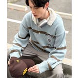 ブルー | 《JaVaジャバコラボ》ワッペンデザインラガーポロニット(長袖) | Classical Elf Men