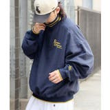 ネイビー | カジュアル×スポーティ。リブラインロゴ刺繍ハーフジップPO | Classical Elf Men