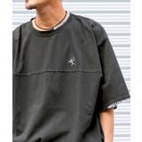 チャコール | レトロモダンな大人カジュアルTee。Tシャツワンポイントハンド刺繍ピグメントTシ… | Classical Elf Men