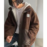 ブラウン | 《JaVaジャバコラボ》レトロムード漂う、首元まで暖か。異素材切替えダブルジップ… | Classical Elf Men