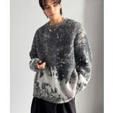 チャコール | 《JaVaジャバコラボ》視線を釘付け。アブストラクト柄ニットプルオーバー（長袖） | Classical Elf Men