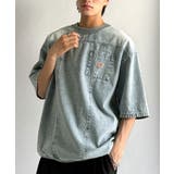ブルー | 「ゆるっと男らしく。」綿100%ヴィンテージ加工アウターデニムTシャツ | Classical Elf Men