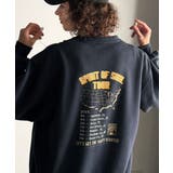 ネイビー | 《JaVaジャバコラボ》裏起毛レコード盤レトロツアーロゴトレーナー | Classical Elf Men