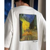 Aホワイト | 《ゴッホ絵画グラフィック》ステッチ刺繍MIXデザイン 高機能半袖Tシャツ【接触冷… | Classical Elf Men