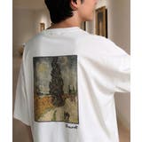 Bホワイト | 《ゴッホ絵画グラフィック》ステッチ刺繍MIXデザイン 高機能半袖Tシャツ【接触冷… | Classical Elf Men
