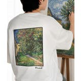 Cホワイト | 《ゴッホ絵画グラフィック》ステッチ刺繍MIXデザイン 高機能半袖Tシャツ【接触冷… | Classical Elf Men
