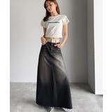 上品見えする大人のデニム。ウエスト異素材切り替え 裾カットオフ デニムスカート | Classical Elf  | 詳細画像9 