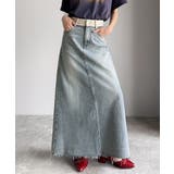 上品見えする大人のデニム。ウエスト異素材切り替え 裾カットオフ デニムスカート | Classical Elf  | 詳細画像17 