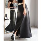 上品見えする大人のデニム。ウエスト異素材切り替え 裾カットオフ デニムスカート | Classical Elf  | 詳細画像5 