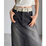 上品見えする大人のデニム。ウエスト異素材切り替え 裾カットオフ デニムスカート | Classical Elf  | 詳細画像6 