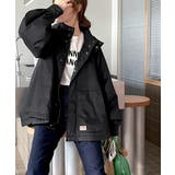 ブラック | おめかし感100%。中綿入りラウンドヘムフレアマウンテンパーカー | Classical Elf