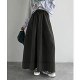 ブラック | ふんわりフォルムが可愛い◎ピーチ起毛素材コクーンシルエットロングスカート | Classical Elf