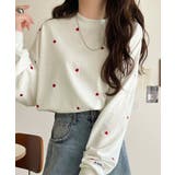 “可愛い”がさりげなく溶け込む。袖ネーム付きミニハート総刺繍Tシャツ | Classical Elf | 詳細画像7