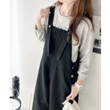 【デニム】ブラック | 大人の魅力惹き出すデニム。綿100%フロントデザインサロペット | Classical Elf